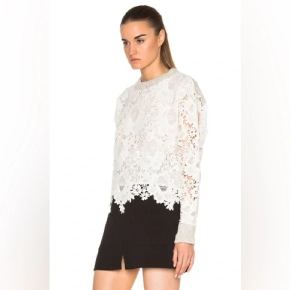 SEE BY CHLOE Women’s Lace Pullover Sweater Milk Color Size Medium - Picture 3 of 13